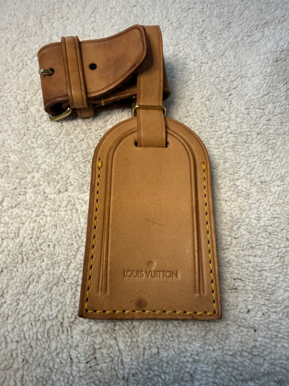 Louis Vuitton Vachetta Leather Luggage Tag & Strap Poignet Set Authentic Travel
